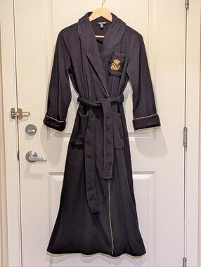 GUC Ralph Lauren Black Label XS Soft Monogram Black & Gold Fleece Housecoat